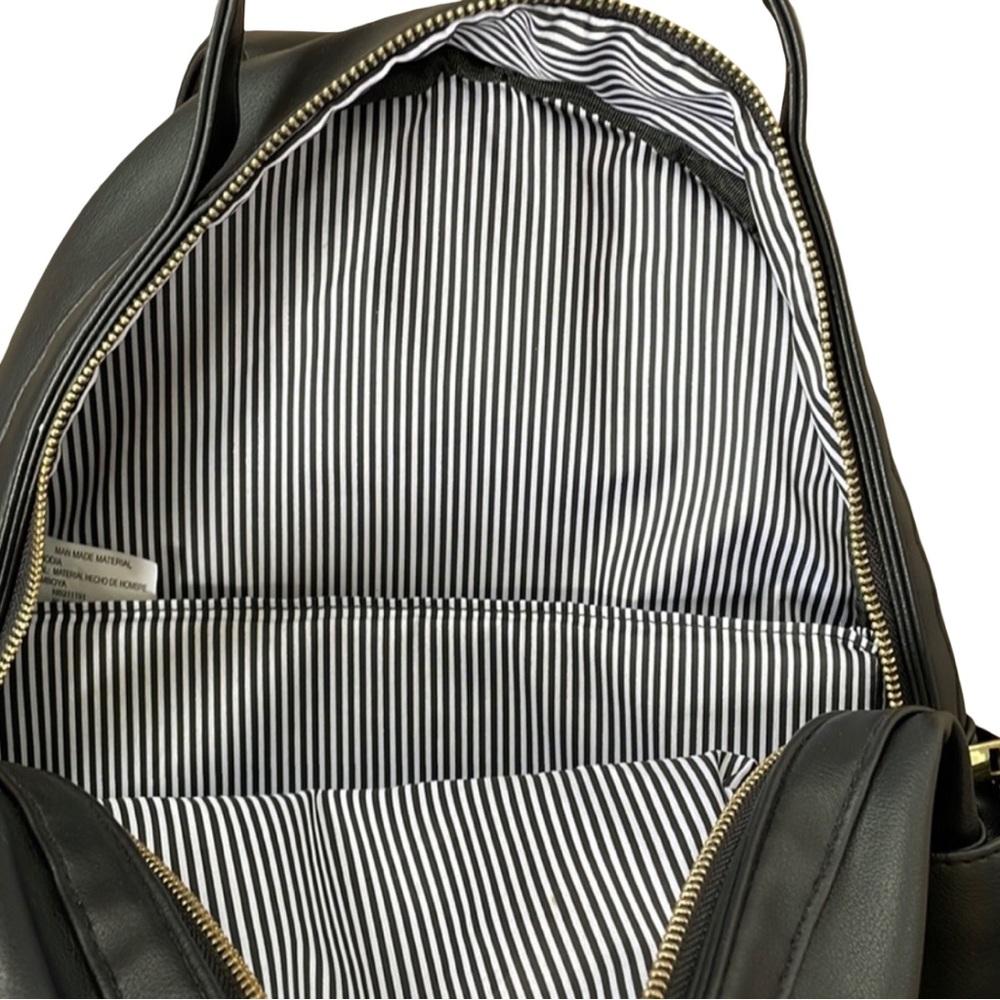 Black Backpack with white/black stripes inside, travel, laptop, school - Picture 9 of 10